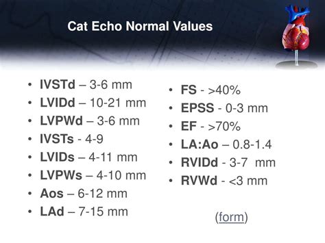Echocardiography (Normal values) .